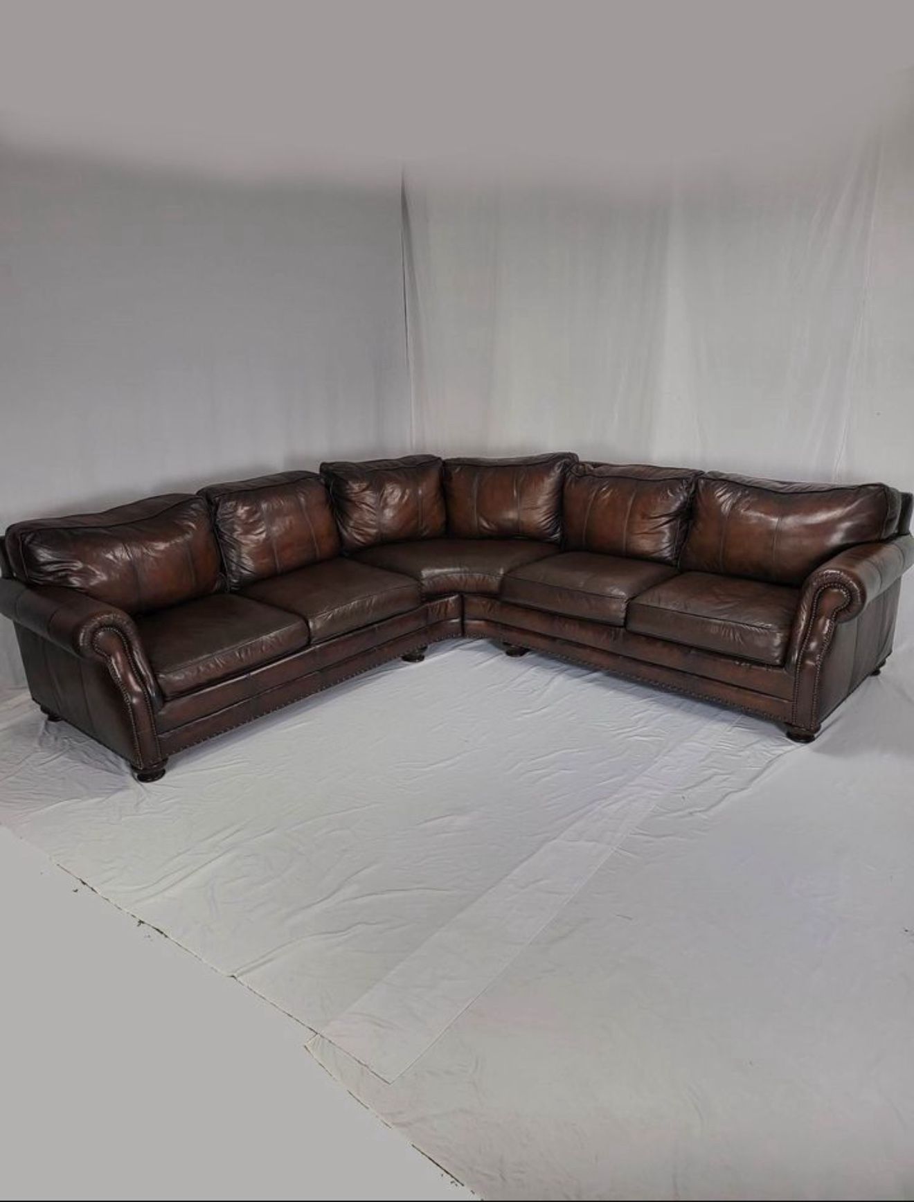 🔥 100% Havertys Top-Grain Leather Sectional - Premium Quality! 🔥