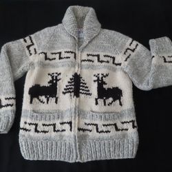 Cowichan kanata shawl Cardigan reindeer sweater no size