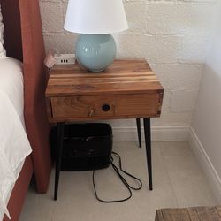 2 modern wood top nightstands