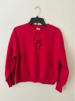 Disney Hot Pink Cropped Embroidered Castle Sweatshirt