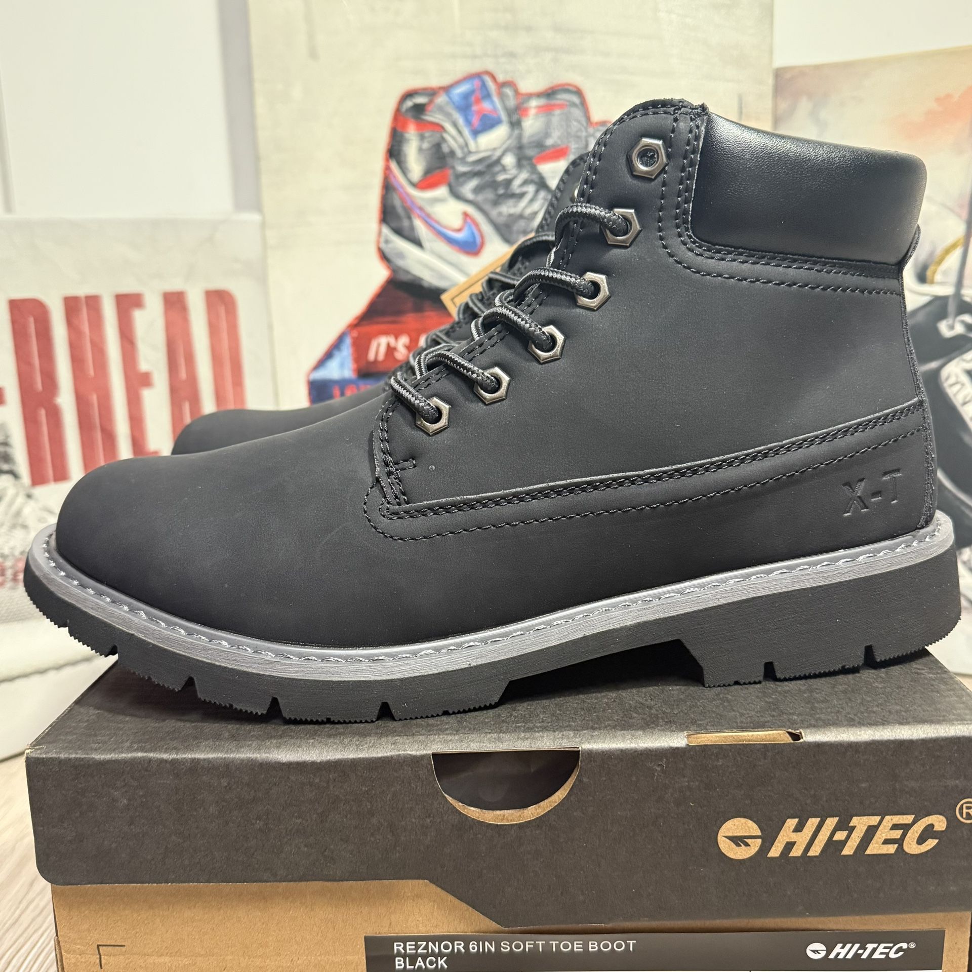 Hi Tec Men's Reznor 6" Black Nubuck Vegan Soft Toe Work Boots Shoes New Sizes 9 US, 9.5 US, 10.5 US, 11 US, 12 US, 13 US