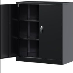Brand New In The Box- Metal Storage Cabinets with Lock,2 Doors and 2 Adjustable Shelves - 35.4" Steel Lockable File Cabinet,Locking Counter Cabinet fo