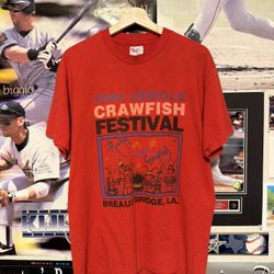 Vintage 1994 Creole Crawfish Festival Single Stitched T-Shirt Men’s Size L Red  