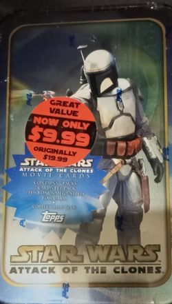 Topps Star Wars sealed, unopened Jango Fett tin of 49 cards.