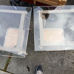 Matching Glass Top End Tables (Set of 2)