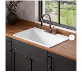 Jackson 33 in. 3-Hole Drop-In Single Bowl Crisp White Fireclay Kitchen Sink