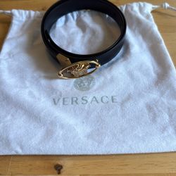 Versace Women’s Black And Gold Belt