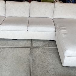 Cream Sectional Sofa with Right Chaise