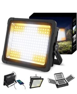 600W 52000LM Solar LED Work Light,Portable Rechargeable Work Light LED Battery Indicator, 3 Modes, 52,000 Mah High-Capacity Battery, with Solar fast c