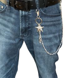 Pentagram Star Cross Pants Chain for Men Women,Jeans Chain,Keys Chain,Biker Wallet Chain,Streetwear Punk Hip Hop Unisex Style