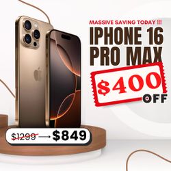 📱 iPhone 16 Pro Max – ¡Ahora $849 o $1 de entrada! Ahorra $400 🔥