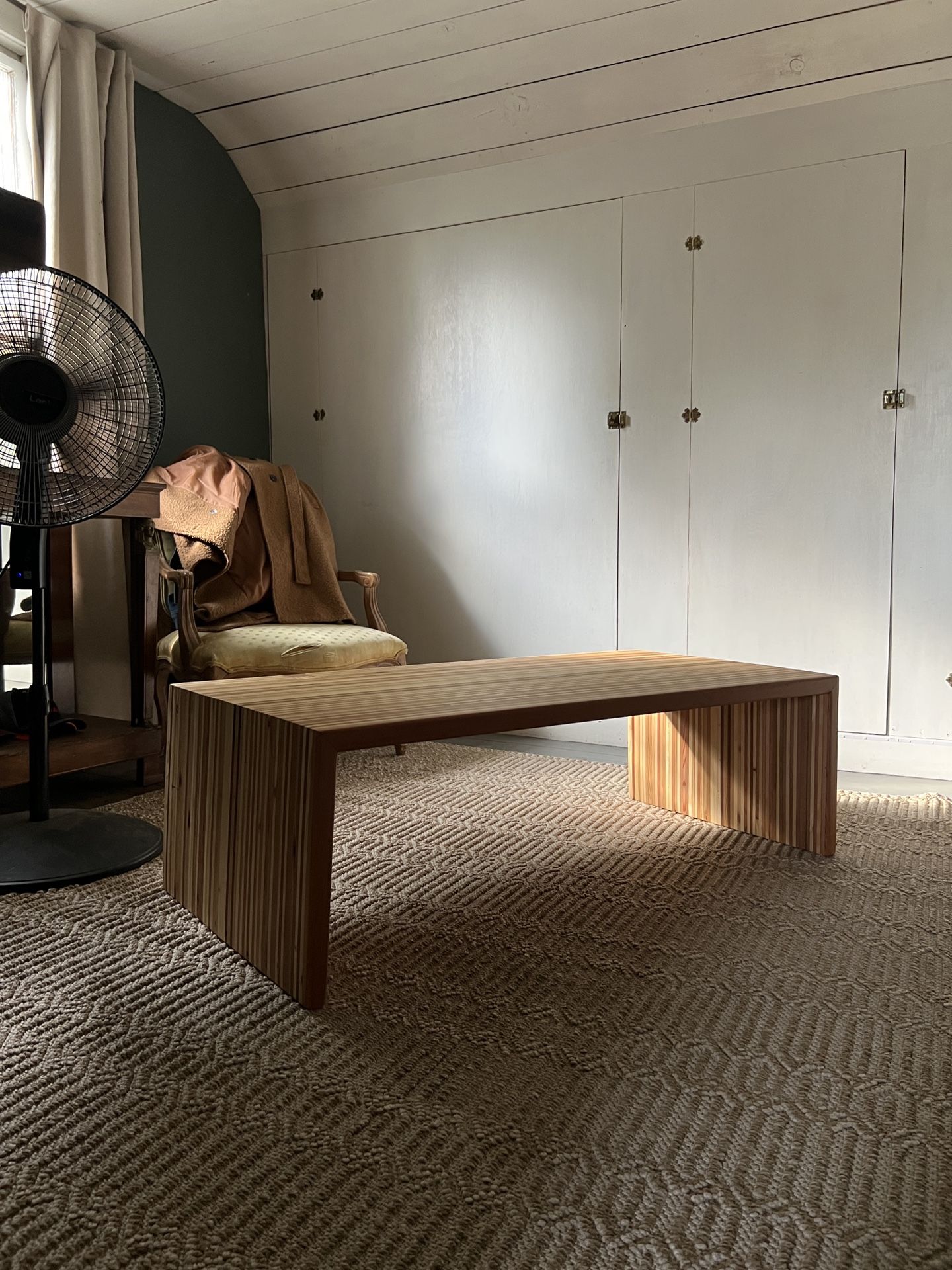 Modern hand made waterfall solid wood coffee table