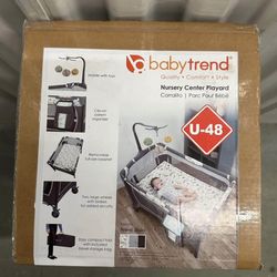 Baby Trend Nursery Center Playard with Animal Toys, Grey