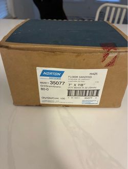 Norton 80 Grit 7”x 7/8” Floor Sanding Discs Sand Paper. Box Of 100 Pieces. New
