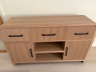 Light Wood Sideboard with Fluted Doors