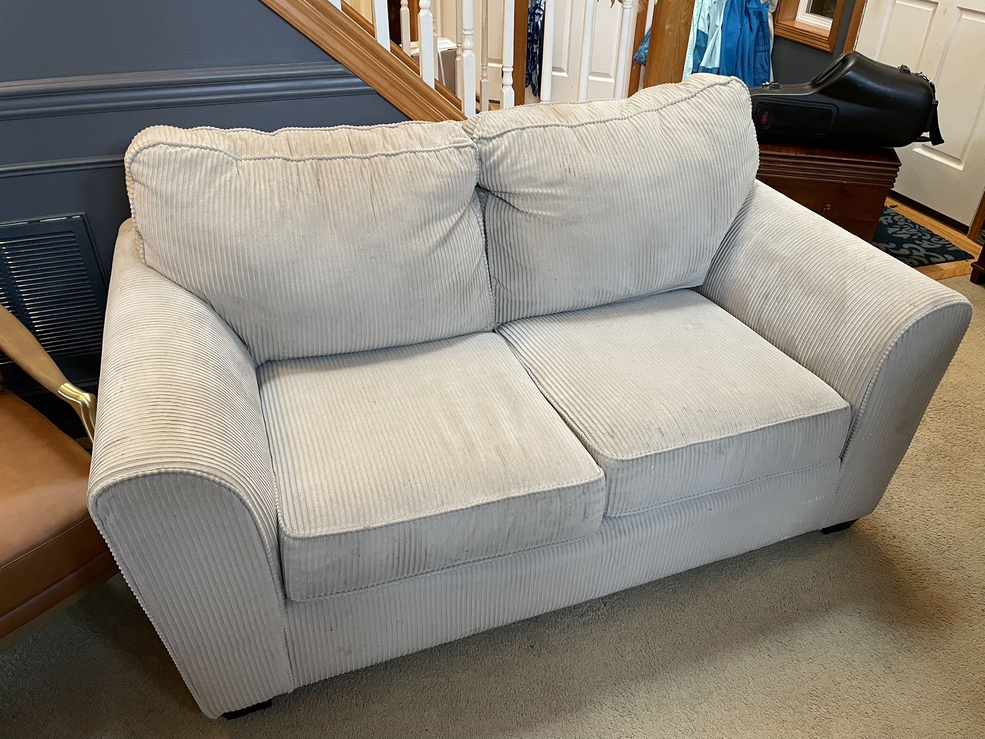 Cream Corduroy Loveseat