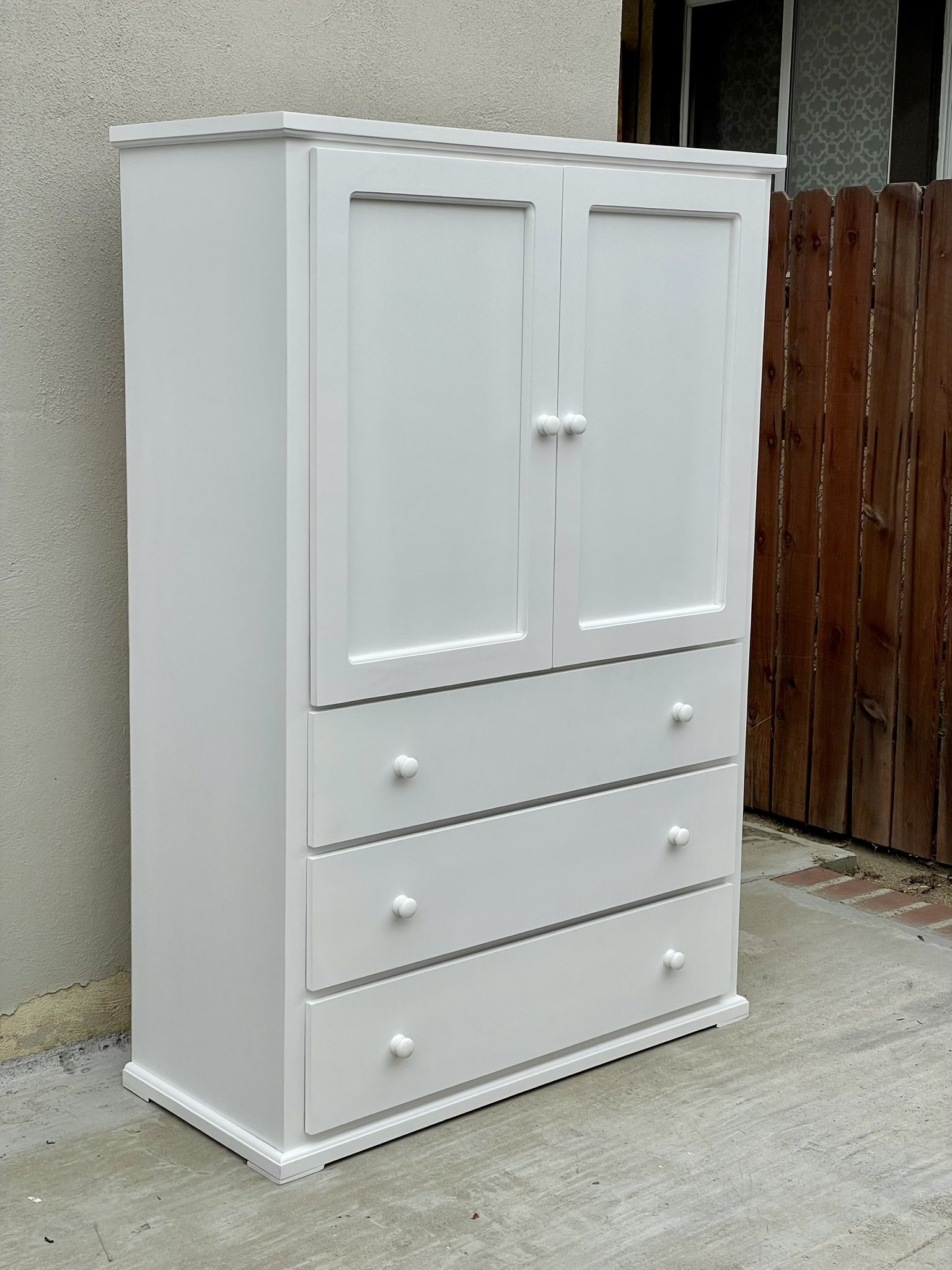 Solid Wood White Wardrobe Closet 