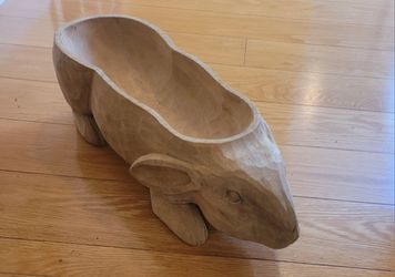 Hand carved bunny bowl