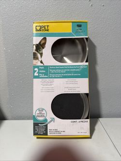 Pet Zone Stainless Steel Double Wall Dog Feed Pet Bowls 2-Pack Non-Skid Bottom 