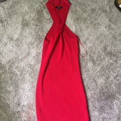 Cross Neck Red Dress