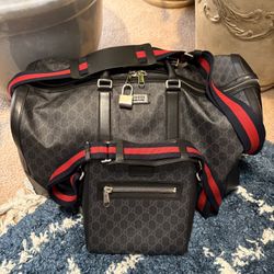Authentic Gucci Travel Bag + Crossbody Set 