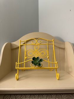 Metal Cook Book Stand with Faux Succulent Decor ✨