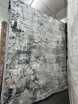 Large Abstract Area Rug Gray Black