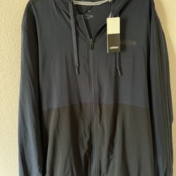 New adidas Men's 3-Stripe Hooded Zip-Up Woven Jacket
