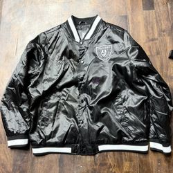NEW Las Vegas Raiders Satin Varsity Jacket – NFL Team Apparel – Size 1X – NWT