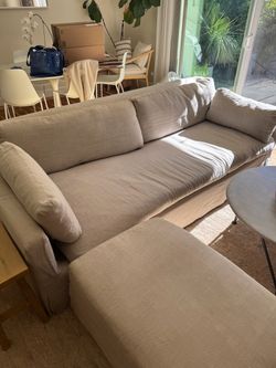 Large Beige Sectional Sofa with Chaise