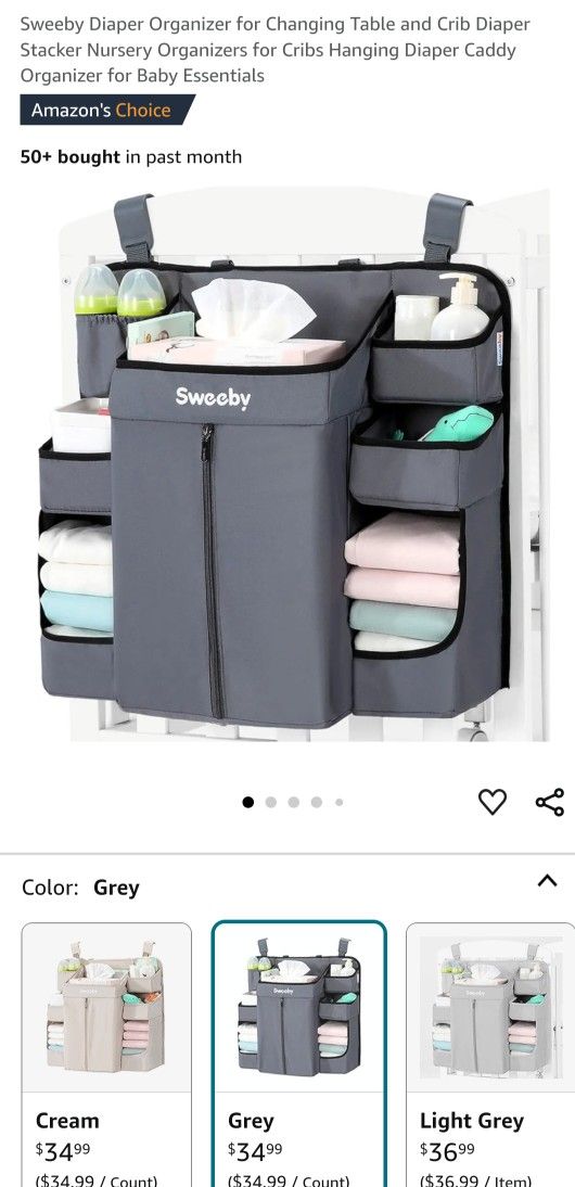 Diaper Storage Caddy, Grey