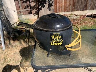 Captain Morgan Portable Charcoal Grill/Smoker Black/Yellow Football Helmet Cage