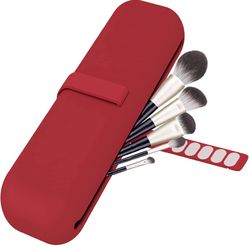 Travel Makeup Brush Holder, Strap Anti-fall Makeup Brush Organizer Case, Silicone Makeup Brush Bag, Cosmetic Brush Holder Travel Essentials for Women