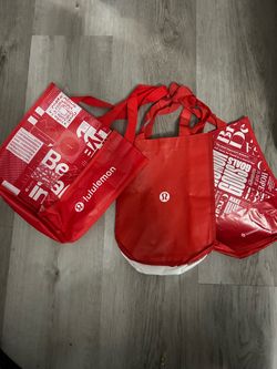 Lululemon Red Reusable Tote Bags Set of 3