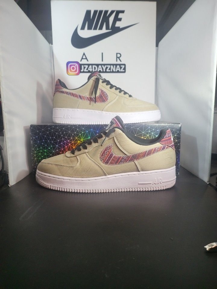 SIZE 9- NIKE AIR FORCE 1 07 LV8 AFRO PUNK KHAKI 823511-200 VNDS.Size 9  Mens, 10.5 Womens, 9 youth, 8 UK. 42.5 EurCleanest pair on here. See  pictu for Sale in Phoenix, AZ - OfferUp