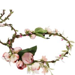 Women Bridal Flower Garland Headband Flower Hair Wreath