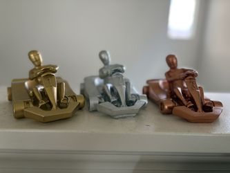 Go-kart Racing Trophies Gold Silver & Bronze Party favors Prizes or collectibles