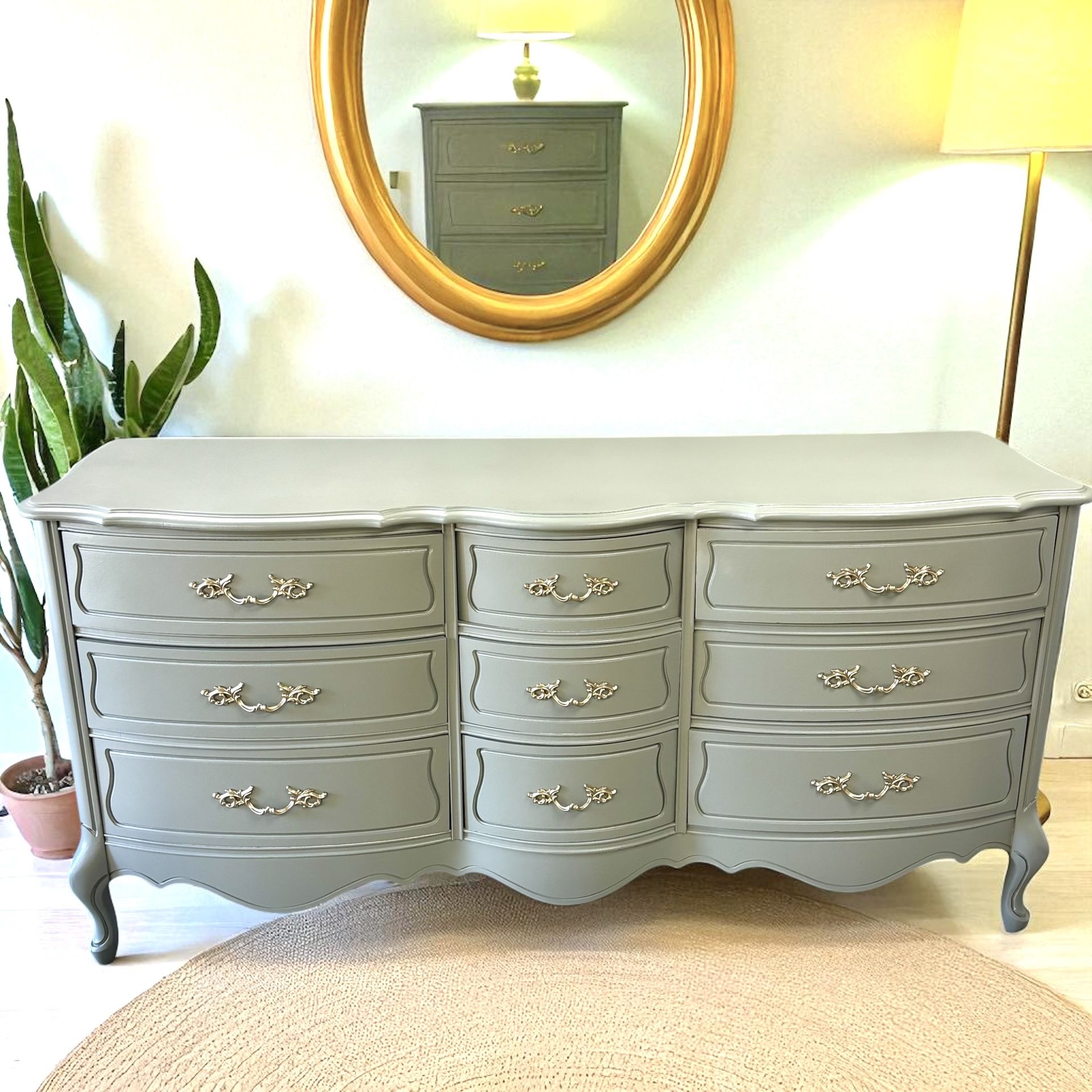 French Provincial Vintage Green Dresser