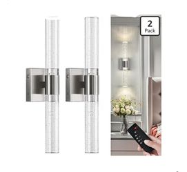 Wireless Wall Sconces Set of Two , Recharchable Battery , 4000K Dimmable Crystal LED Bathroom Sconces Wall Lighting Modern Indoor Nickel Wall Lights f