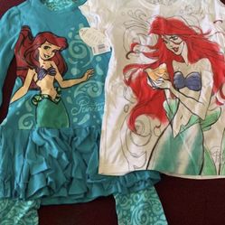 Disney Parks Ariel tunic with leggings size 7/8, Ariel shirt size 10/12  New Serious buyers only please  Low offers will be ignored  Pick up location 