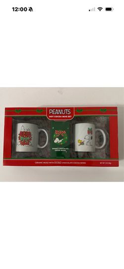 Peanuts Cocoa 2 Gift Set Collector's Ceramic Mugs with Double Milk Cocoa Mixes
