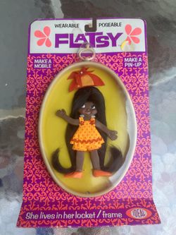 New In Frame Vintage Black Flatsy Doll