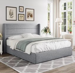 Queen Modern bed frame with lift storage