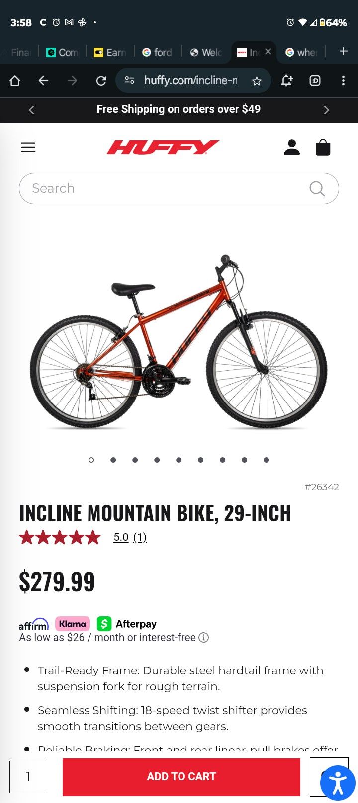 29 Inch Incline Huffy Mountain Bike 18 Speed