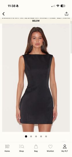 Satin Boat Neck Mini Dress