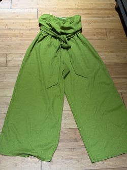 Green Strapless Wide-Leg Jumpsuit