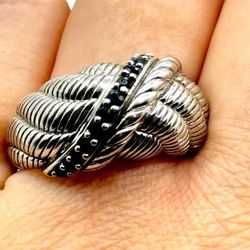 Vintage Judith Ripka SS 925 Blue sapphire Dome Ring