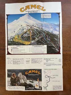 Vintage 1986 Camel Cigarettes Mt Hood Meadows Trail Map & Skiers Guide