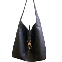 Dooney & Bourke Florentine Pebbled Black Logo Lock Shoulder Bag