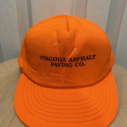 Vintage orange Yupoong hat Virginia Asphalt Paving Co , Made in Korea